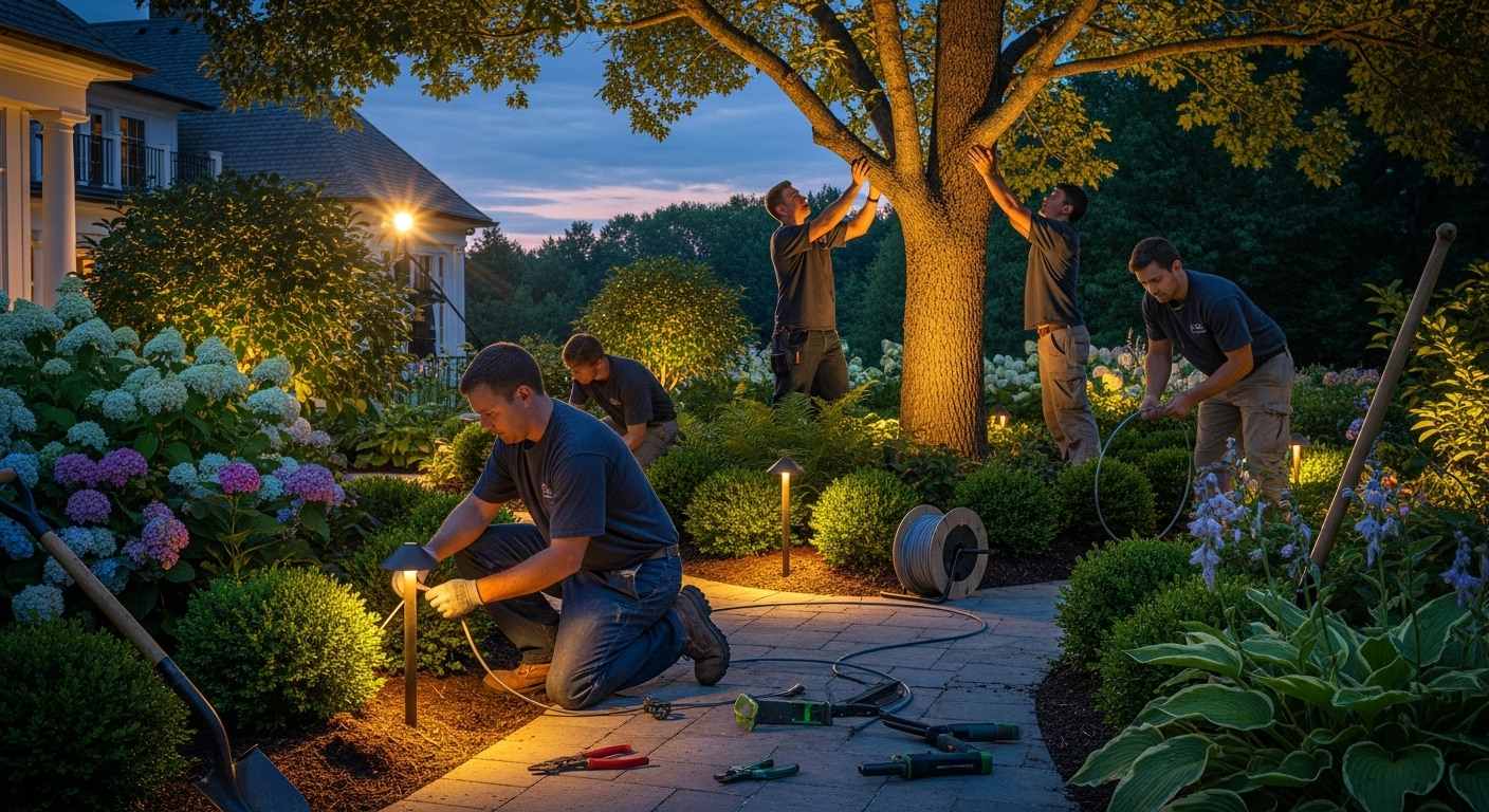 landscape lighting installation