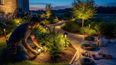 landscape lighting installation