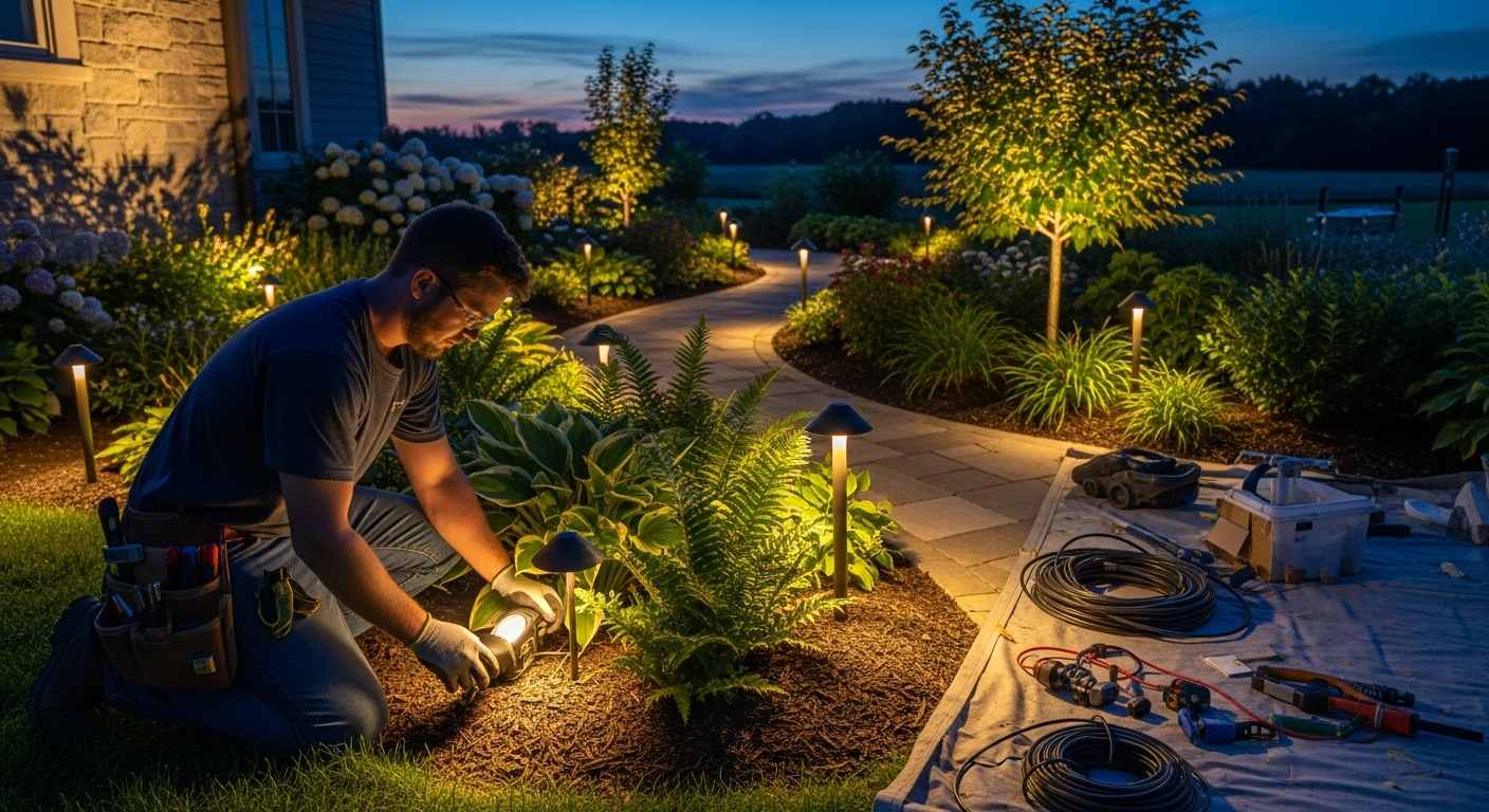 landscape lighting installation